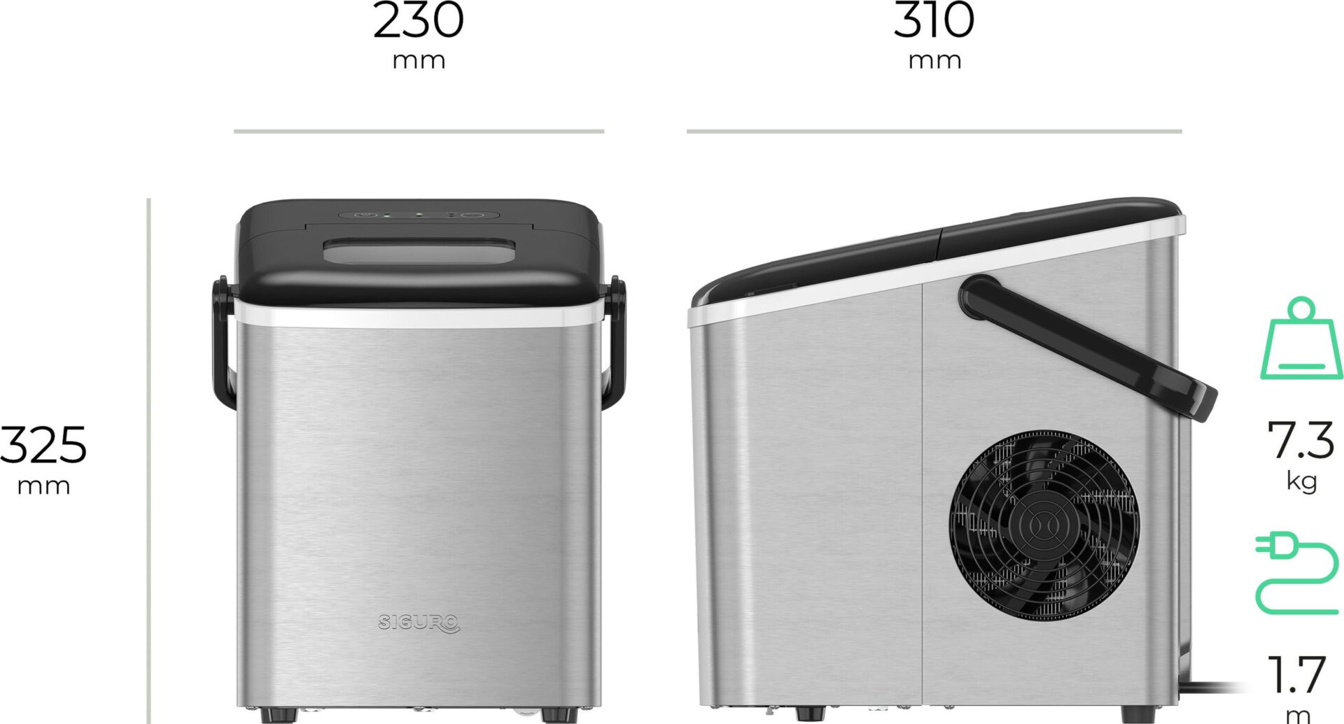 Siguro IM210 Ice Touch recenzia: ľad do drinkov už za 8 minút 13 Siguro IM210 Ice Touch – Hlučnosť 55 dB a rozmery na kuchynskú linku